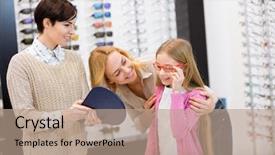  Presentation with mirror - Cool new slide deck with child try frames for eyeglasses backdrop and a coral colored foreground