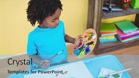 Presentation with sound pain child - Cool new slide set with child using paints to make backdrop and a light blue colored foreground