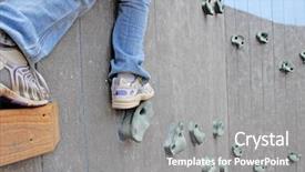  Presentation with rock climbing - Slides with rapel - child venturing out on rock background and a gray colored foreground