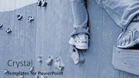  Presentation with rock climbing - Presentation theme enhanced with child venturing out on rock climbing wall background and a light blue colored foreground
