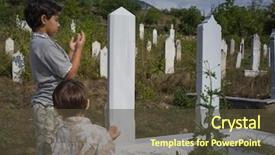  Presentation with child trauma - Presentation design with child visiting grave in cemetery background and a tawny brown colored foreground