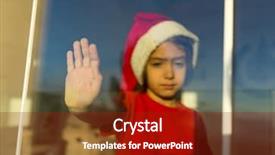  Presentation with waiting - Theme featuring child waiting for coming of santa and christmas and new year on his window at beautiful home background and a tawny brown colored foreground