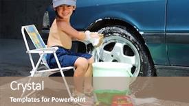  Presentation with child development developing toy - Amazing presentation having child washing car and toy backdrop and a coral colored foreground