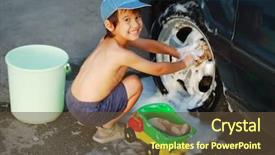 Presentation with car - Slides with child washing car and toy background and a tawny brown colored foreground