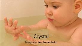  Presentation with baby bath - Cool new PPT theme with child washing hands - baby in bath backdrop and a coral colored foreground