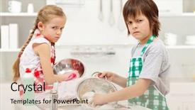  Presentation with faces - Cool new PPT theme with child washing hands - kids with grumpy faces because backdrop and a lemonade colored foreground