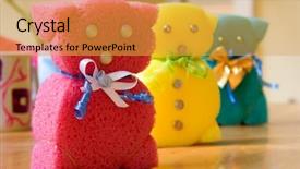  Presentation with gummy bear gummy bears - Presentation design consisting of child washing hands - three teddy bears made background and a yellow colored foreground