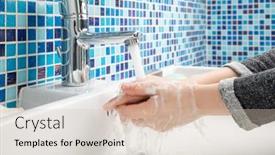  Presentation with child disease - Amazing slide set having child-washing-hands-with-antibacterial backdrop and a soft green colored foreground