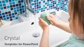  Presentation with soap - Amazing theme having child-washing-hands-with-soap backdrop and a light gray colored foreground