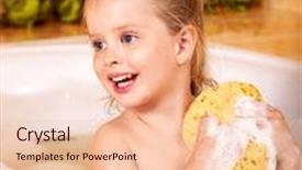  Presentation with bubble - Audience pleasing PPT theme consisting of child-washing-in-bubble-bath backdrop and a lemonade colored foreground