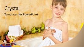  Presentation with obese child - PPT layouts with child washing in bubble bath background and a  colored foreground