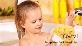  Presentation with child nurture - Amazing PPT layouts having child washing in bubble bath backdrop and a  colored foreground