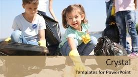  Presentation with young children - Audience pleasing PPT layouts consisting of child welfare - young volunteers and children collecting backdrop and a coral colored foreground