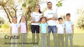  Presentation with child welfare - Beautiful theme featuring child welfare - young volunteers and children going backdrop and a yellow colored foreground