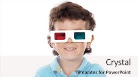  Presentation with dimensions - Amazing presentation theme having child whit three dimensions glasses backdrop and a  colored foreground