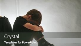  Presentation with depression child - PPT theme enhanced with child-whose-depression-is-sitting background and a dark gray colored foreground