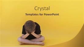  Presentation with depression child - PPT theme having child-whose-depression-is-sitting background and a yellow colored foreground