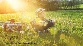  Presentation with biking - Cool new presentation theme with child-with-a-bouquet backdrop and a gold colored foreground
