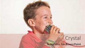  Presentation with telephone - Cool new theme with child-with-a-can-telephone backdrop and a coral colored foreground