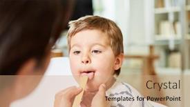  Presentation with sore throat - Colorful slide set enhanced with child-with-a-sore-throat backdrop and a coral colored foreground