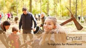  Presentation with child protection - Theme with child-with-adze-ax-planting background and a  colored foreground