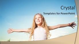  Presentation with freedom - Cool new presentation design with child with arms outstretched freedom girl on a background of the sky backdrop and a light blue colored foreground