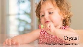  Presentation with blue eyes technology eye scan - Presentation theme having child with blue eyes eat background and a coral colored foreground