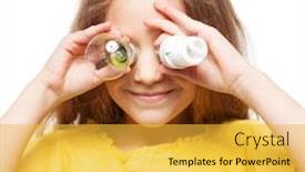  Presentation with saving - Theme consisting of child-with-bulbs-girl-holding background and a yellow colored foreground