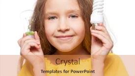  Presentation with save girl child - PPT theme having child-with-bulbs-girl-holding background and a gold colored foreground