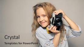  Presentation with save girl child - PPT layouts with child with camera little girl background and a mint green colored foreground