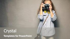  Presentation with save girl child - Slide set featuring child with camera little girl background and a gray colored foreground