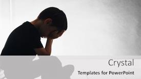  Presentation with depression child - Presentation design featuring child-with-depression-is-sitting background and a light gray colored foreground