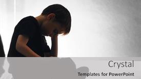  Presentation with depression child - Cool new PPT theme with child-with-depression-is-sitting backdrop and a light gray colored foreground
