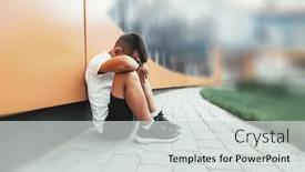  Presentation with depression child - PPT layouts enhanced with child-with-depression-is-sitting background and a light gray colored foreground