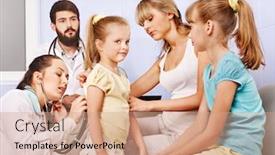  Presentation with exam - Beautiful slides featuring child with doctor at medical exam backdrop and a coral colored foreground