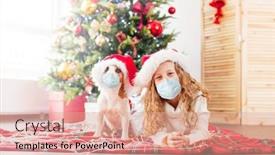  Presentation with child tree - Audience pleasing PPT layouts consisting of child-with-dog-near-christmas backdrop and a coral colored foreground