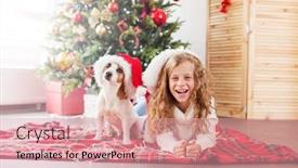  Presentation with child tree - Colorful slide set enhanced with child-with-dog-near-christmas backdrop and a coral colored foreground