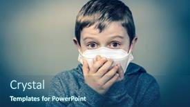  Presentation with medical prevention - Cool new presentation with child-with-face-mask-wraps backdrop and a ocean colored foreground