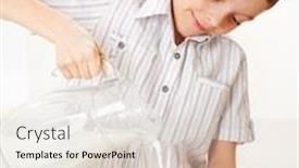  Presentation with drinking glass - Slide deck enhanced with child with glass pitcher milk boy drinking milk for breakfast background and a lemonade colored foreground