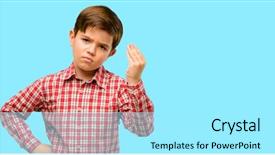  Presentation with angry child - PPT layouts with child with green eyes angry background and a  colored foreground