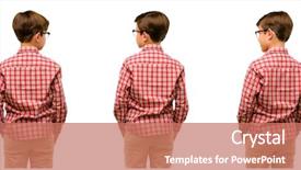  Presentation with blue eyes technology eye scan - Audience pleasing slide deck consisting of child with green eyes backside backdrop and a  colored foreground