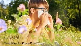  Presentation with fever - Presentation design with child-with-hay-fever-sneezes background and a yellow colored foreground
