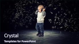  Presentation with abstract music - Presentation design having child with headphone and abstract background and a wine colored foreground
