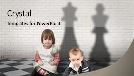  Presentation with queen - Presentation theme consisting of child with king and queen background and a light gray colored foreground