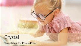  Presentation with magic book - Presentation theme enhanced with child with magic book background and a lemonade colored foreground