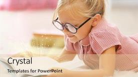  Presentation with magic book - Presentation theme having child with magic book background and a lemonade colored foreground