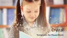  Presentation with magic book - Beautiful slides featuring child with magic book backdrop and a soft green colored foreground