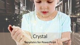  Presentation with magic book - Cool new presentation theme with child with magic book backdrop and a soft green colored foreground