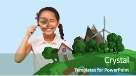  Presentation with glasses - PPT layouts having child with magnifying glasses watching background and a forest green colored foreground