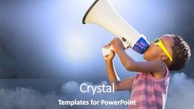  Presentation with abstract animated - Presentation theme having child with megaphone against abstract background and a ocean colored foreground